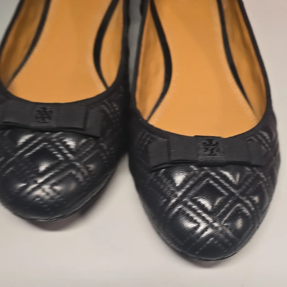 Tory Burch Black Marion Quilted Ballet Flat Size 9.5 - Picture 5 of 9